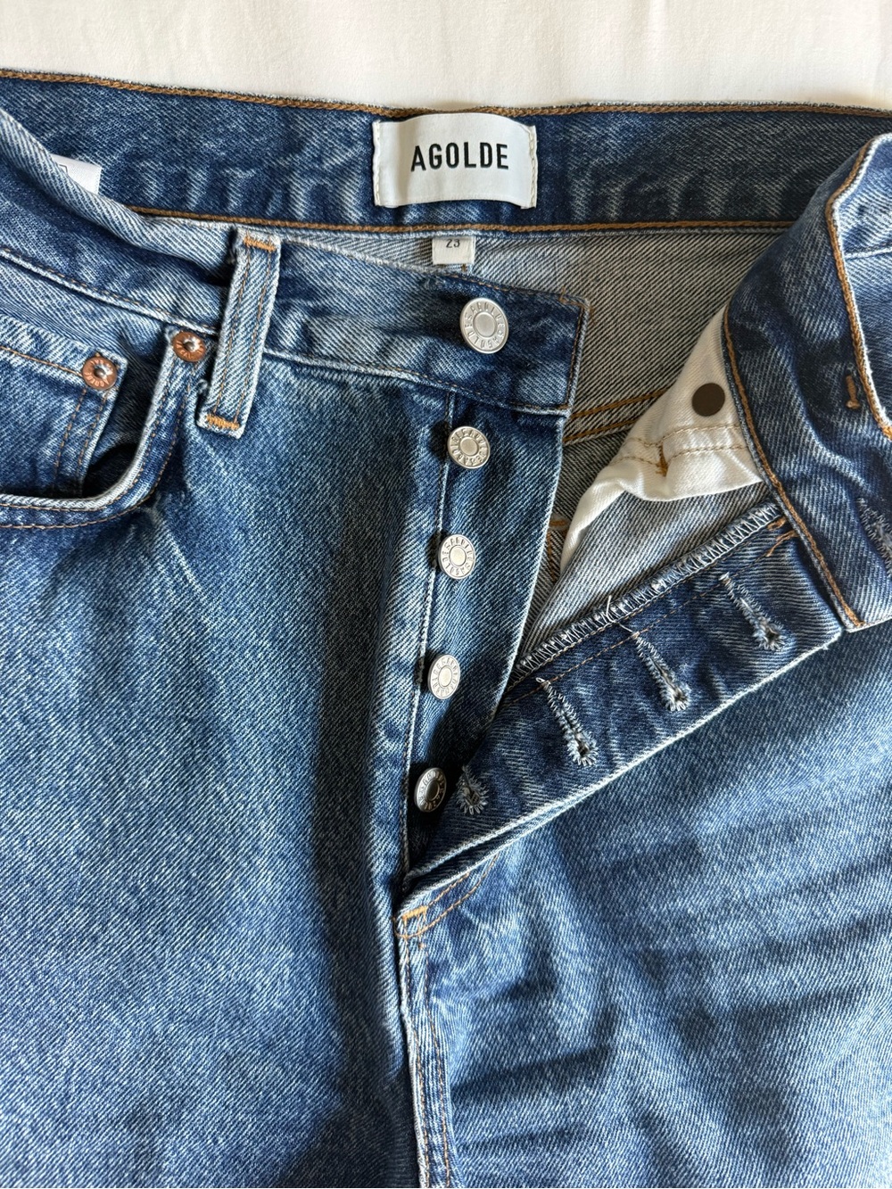 Agolde Men's Classic Mid-Blue Straight Jeans